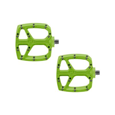 ONOFF Resin Bike Pedals for MTB, Downhill, Enduro, Freeride, All Mountain | Lightweight w/Mud Shedding Features | Strong Plastic & Nylon Construction, Green