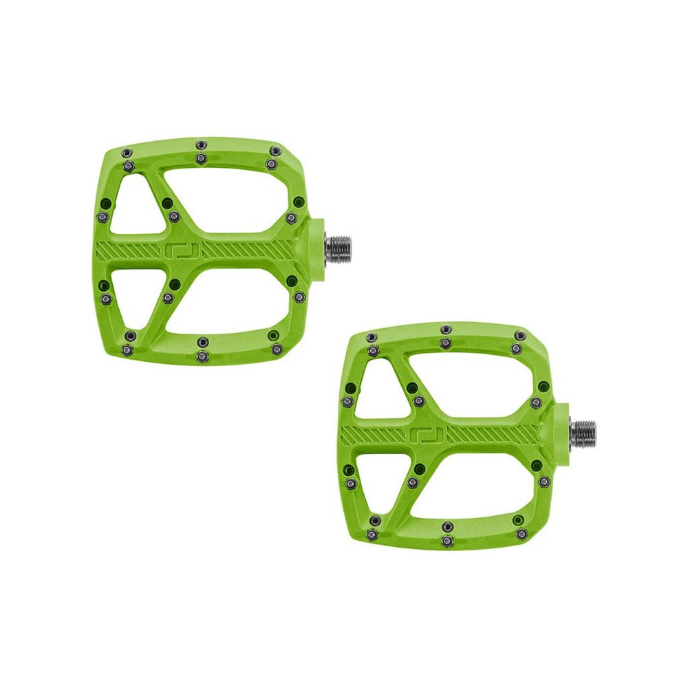 ONOFF Resin Bike Pedals for MTB, Downhill, Enduro, Freeride, All Mountain | Lightweight w/Mud Shedding Features | Strong Plastic & Nylon Construction, Green
