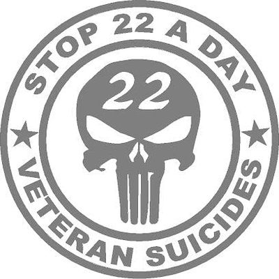 5.5 x 5.5 Stop 22 A Day Veteran Suicide Vinyl Decal Military Bumper Sticker, Windows, Cars, Trucks, laptops, etc