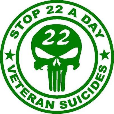 5.5 x 5.5 Stop 22 A Day Veteran Suicide Vinyl Decal Military Bumper Sticker, Windows, Cars, Trucks, laptops, etc