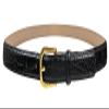 A274 Gold Buckle Italian Calfskin Genuine Full Leather Dress Belt 1"(25mm) Wide (Gold Alligator Black, 30) view 1