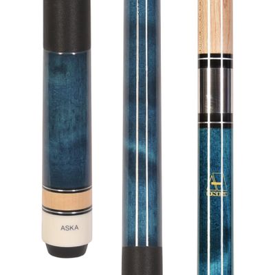 ASKA L2 2-Piece Pool Cue Stick, 58-inches Hard Rock Canadian Maple, 13mm Hard Tip (19-Ounce, Blue)