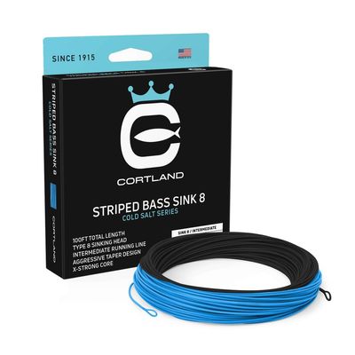Cortland Striped Bass Sink 8 Saltwater Fly Line, Black/Ice Blue 100ft, WF10S/I