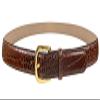 A274 Gold Buckle Italian Calfskin Genuine Full Leather Dress Belt 1"(25mm) Wide (Gold Alligator Brown, 30) view 1