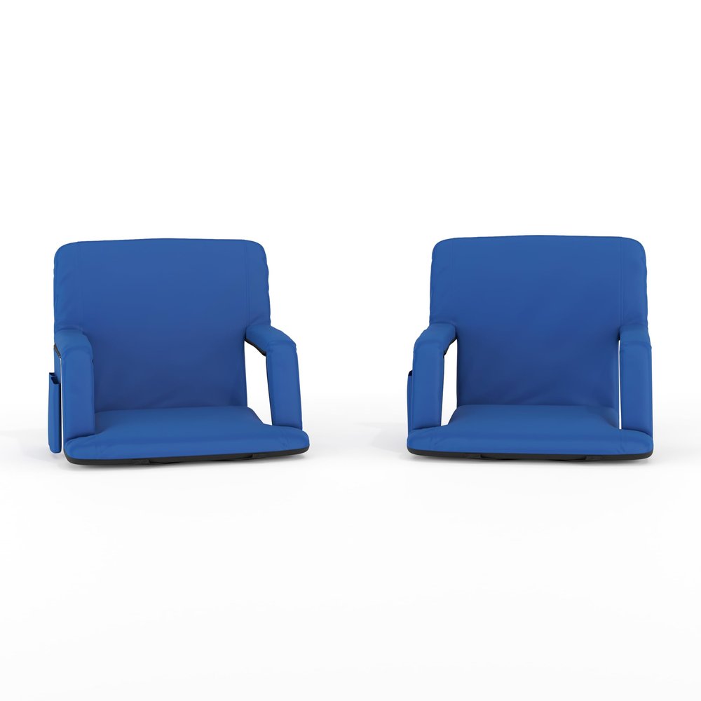 Flash Furniture Malta Portable Stadium Seats for Bleachers or Benches, Padded Stadium Chairs with Backpack Straps & Storage, Pack of 2, 265 lb. Weight Capacity, Blue