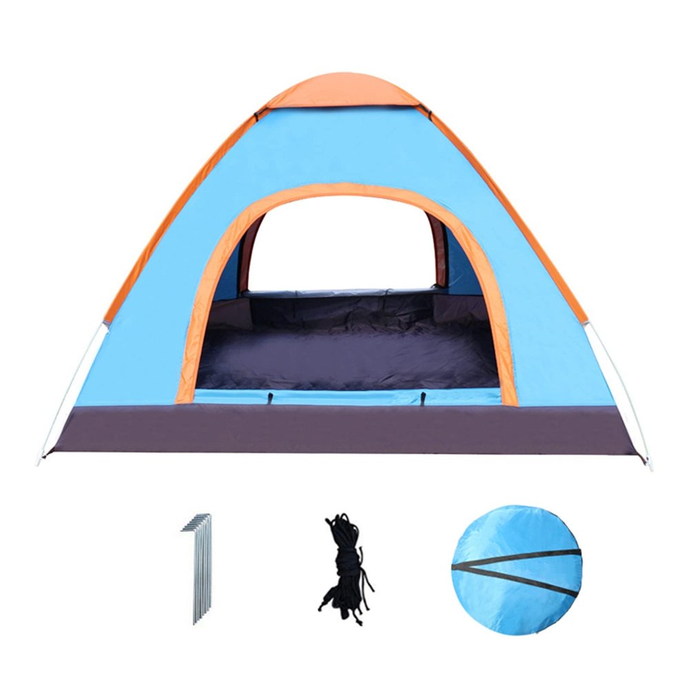 HEBEHO Family Pop Up Camping Tent for 3-4 Person, Instant Automatic Dome Beach, Windproof, Waterproof and Sunscreen UPF50+, Sun Shade Shelter with Transport Bag, Blue, 200200130cm