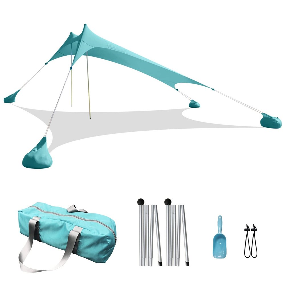 HEBEHO Beach Tent Canopy Pop Up Sun Shade Shelter UV Protection Outdoor Camping Tent for 3-4 People with Carrying Bag, 2 Aluminum Pole, Instant Setup Tent (Color : Green)