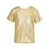Jhaoyu Kids Girls Boys Short Sleeves Shiny Metallic Dance Top T-Shirt Modern Jazz Hip Hop Stage Performance Costume Gold 4-5 Years view 2