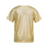 Jhaoyu Kids Girls Boys Short Sleeves Shiny Metallic Dance Top T-Shirt Modern Jazz Hip Hop Stage Performance Costume Gold 4-5 Years view 3