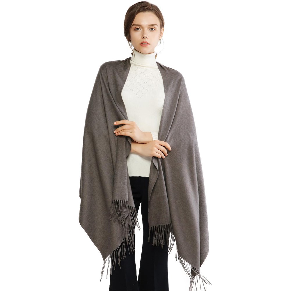 RIIQIICHY Pashmina Shawl for Women Weddings Wraps for Evening Dresses Gunmetal Scarfs for Winter Warm Large Scarves