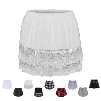 Plus Size Lace Shirt Extender - Adjustable Layering Extender (M, Lace White)