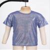 Jhaoyu Kids Girls Boys Short Sleeves Shiny Metallic Dance Top T-Shirt Modern Jazz Hip Hop Stage Performance Costume Royal Blue 3-4 Years view 3