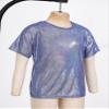 Jhaoyu Kids Girls Boys Short Sleeves Shiny Metallic Dance Top T-Shirt Modern Jazz Hip Hop Stage Performance Costume Royal Blue 3-4 Years view 4