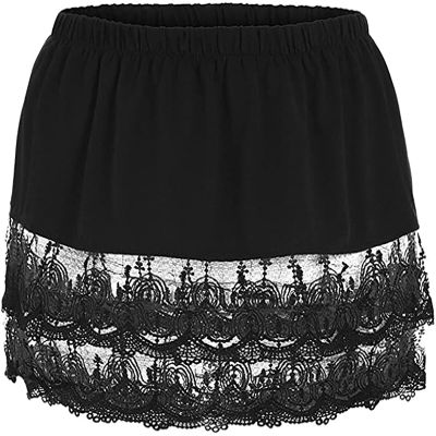 Shirt Extender for Women Plus Size - Adjustable Layering Lace Extender (2XL, Black)