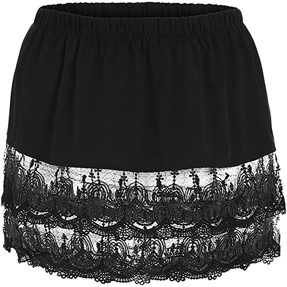 Shirt Extender for Women Plus Size - Adjustable Layering Lace Extender (2XL, Black)