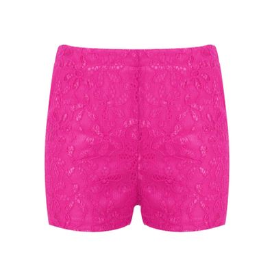 LiiYii Kids Boys Girls Solid Color Hot Pants Gymnastic Dance Shorts Boyshorts Lace Style Active Bottoms Hot Pink 2-6 Years