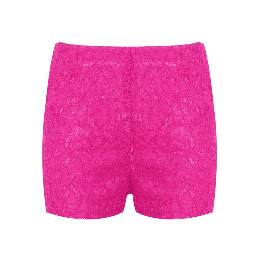 LiiYii Kids Boys Girls Solid Color Hot Pants Gymnastic Dance Shorts Boyshorts Lace Style Active Bottoms Hot Pink 7-10 Years