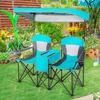 LUARANE Double Camping Chair w/Shade Canopy, Portable Beach Camping Chair with Mini Table Beverage Holder Carrying Bag, Suitable for Beach Park Pool Camping Fishing view 2