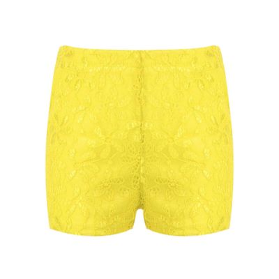 LiiYii Kids Boys Girls Solid Color Hot Pants Gymnastic Dance Shorts Boyshorts Lace Style Active Bottoms Yellow 2-6 Years