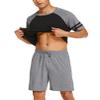 Ekouaer Mens Pajama Short Sets Short Sleeve Crewneck Pajama Lounge Set Raglan Sleepwear Heather Grey view 2