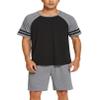 Ekouaer Mens Pajama Short Sets Short Sleeve Crewneck Pajama Lounge Set Raglan Sleepwear Heather Grey view 3