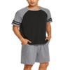 Ekouaer Mens Pajama Short Sets Short Sleeve Crewneck Pajama Lounge Set Raglan Sleepwear Heather Grey view 4