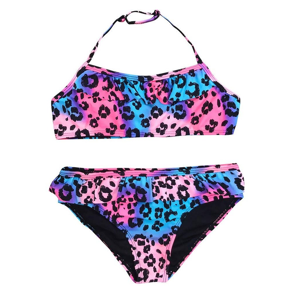 Infant Toddler Baby Girls Swimsuit Two Piece Bikini Set Kids Girls Halter Bathing Suit Swimwear Crop Top Leopard Bikini