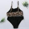 Toddler Infant Baby Girls Swimsuit Ruffle Leopard Print Tank Crop Tops Panties Bottoms Bathing Suit Two Piece Bikini Black view 3