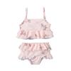 Toddler Baby Girls Bathing Suit Kids Girls Two Piece Swimwear Halter Ruffle Top Bottoms Summer Bikini Swimming Suit Pink view 1