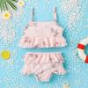 Toddler Baby Girls Bathing Suit Kids Girls Two Piece Swimwear Halter Ruffle Top Bottoms Summer Bikini Swimming Suit Pink view 2