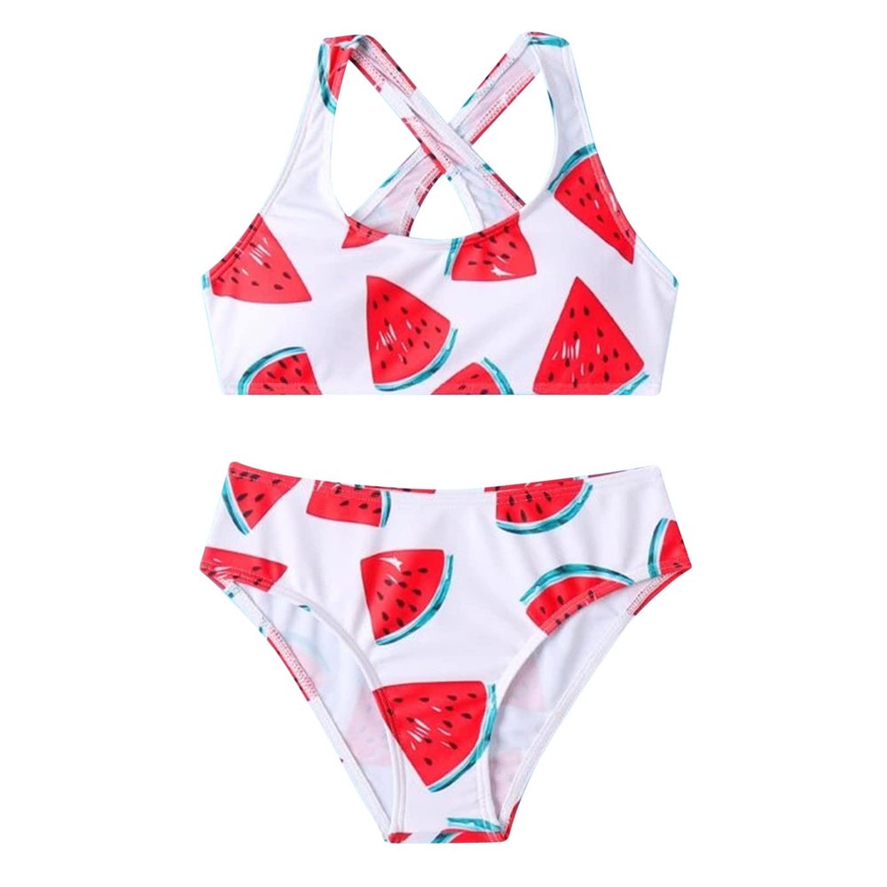 Huaai Baby Girls Two Pieces Swimsuit Bikini Sets Infant Summer Watermelon Printed Beach Clothes Newborn Bathing Suit
