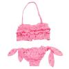 Teen Girl's Summer Two Piece Swimsuit Kids Sport Solid Swimwear Girls High Waisted Bikini Set Halter Plus Size Bathing Pink view 1