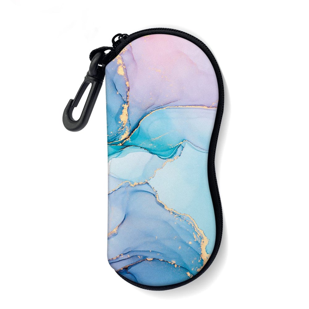 ZAXMEY Sunglasses Soft Case with Carabiner Ultra Light Neoprene Zipper Glasses Case, Pink Flower