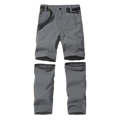 Anyanmoutn Boys Casual Quick Dry Outdoor Pants Hiking Climbing Convertible Trouser Kids' Cargo Pants Grey