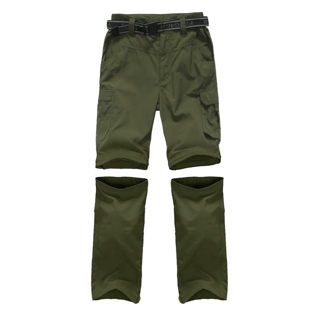 Anyanmoutn Boy's Hiking Cargo Pants Kids' Outdoor Quick Dry Pants Casual Youth Climbing Convertible Trouser Fishing Pants Green
