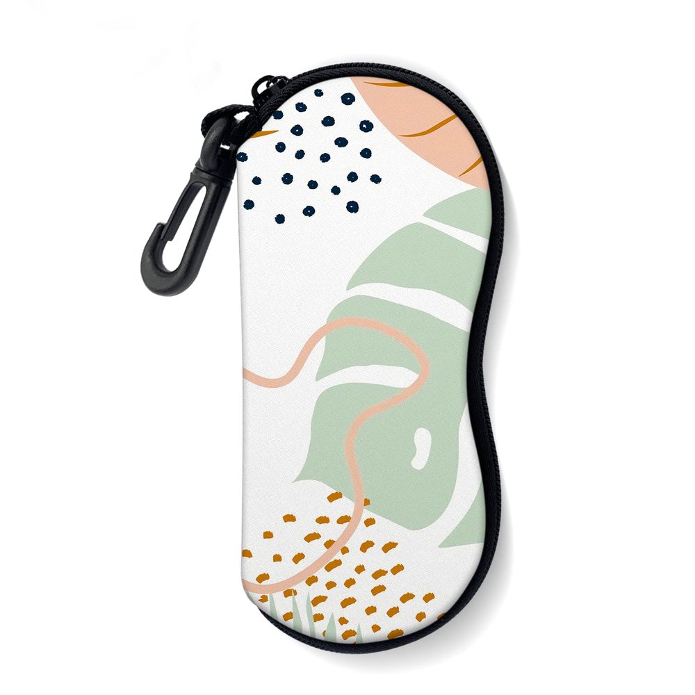 ZAXMEY Sunglasses Soft Case with Carabiner Ultra Light Neoprene Zipper Glasses Case, Leopard