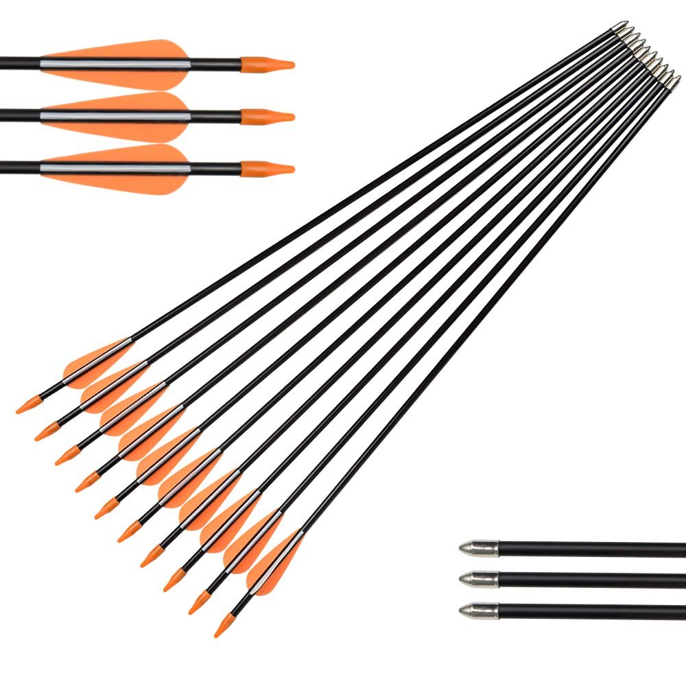 Archery Practice Fiberglass Arrows 28 Inch Target Shooting Safetyglass Recurve Bows Suitable for Youth Children Woman Beginner 12PCS