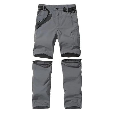 Anyanmoutn Boy's Casual Outdoor Quick Dry Pants Kids' Cargo Pant Hiking Climbing Youth Trousers Grey