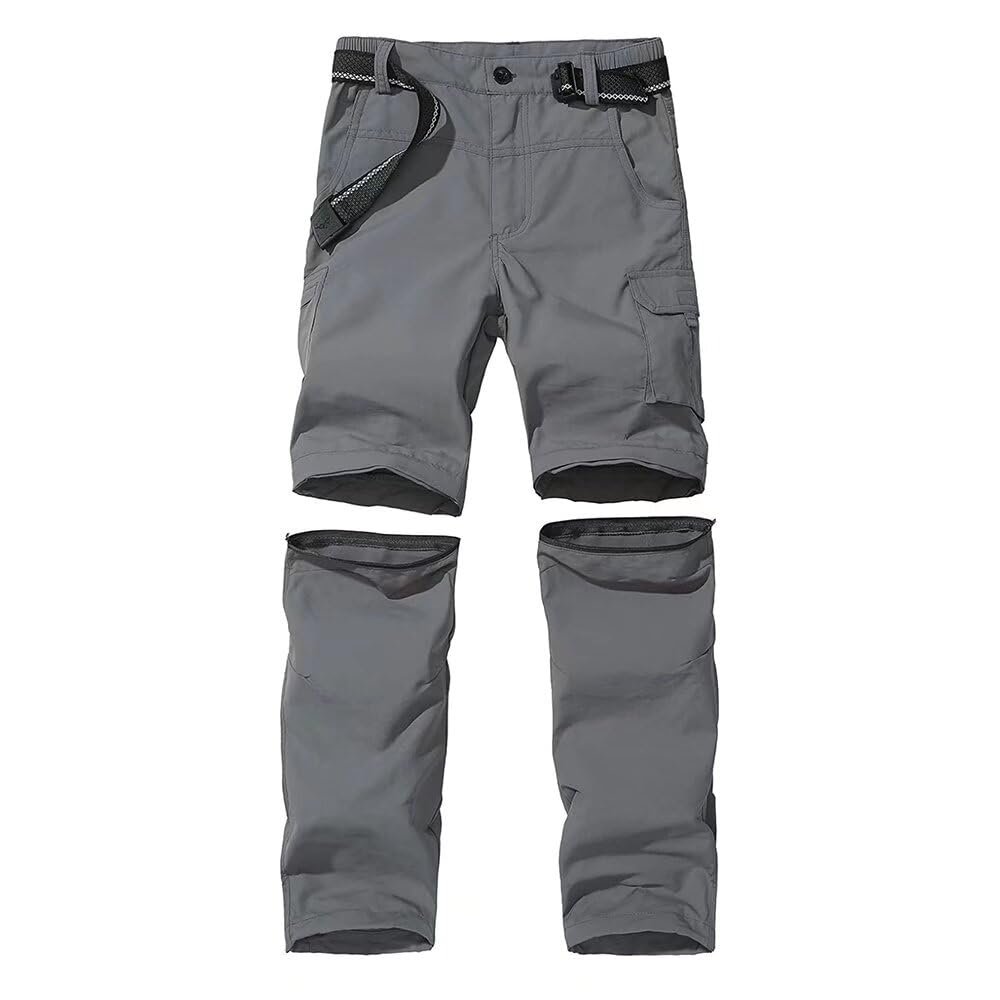 Anyanmoutn Boy's Casual Outdoor Quick Dry Pants Kids' Cargo Pant Hiking Climbing Youth Trousers Grey