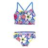 QinCiao Big Girls 2PCS Tropical Palm Printed Tankini Swimsuit Flounce Tops with Bikini Bottom Beach wear Bathing Suit Tulip Blue 3-4 view 1