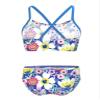 QinCiao Big Girls 2PCS Tropical Palm Printed Tankini Swimsuit Flounce Tops with Bikini Bottom Beach wear Bathing Suit Tulip Blue 3-4 view 4