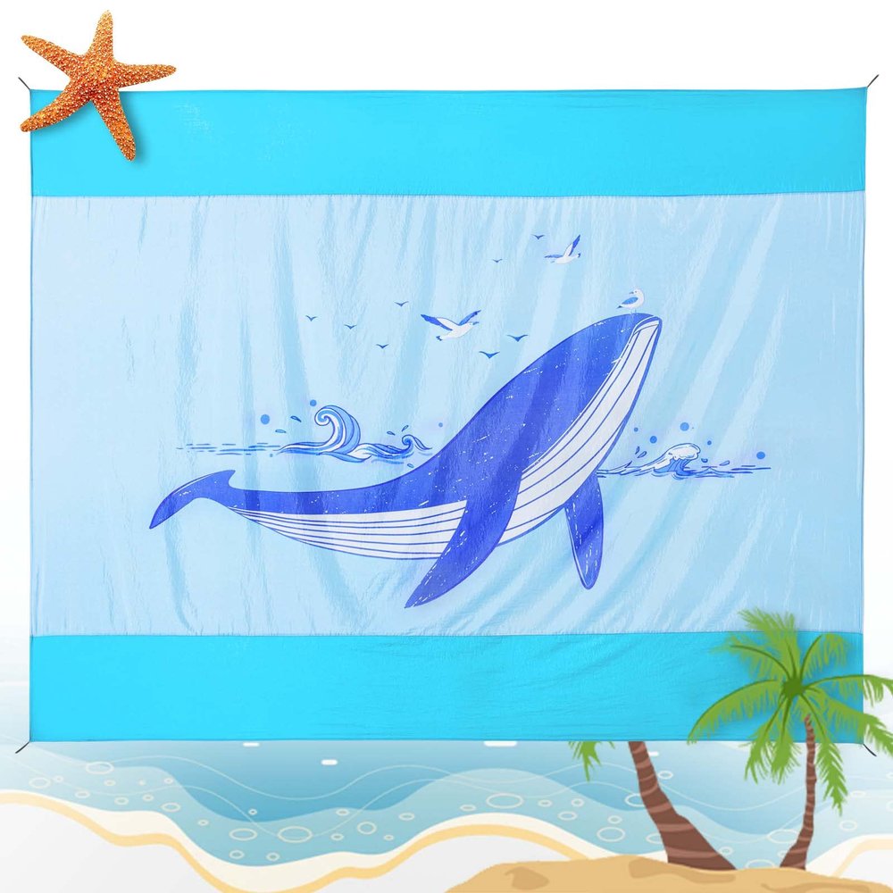 BREENHILL Large Beach Blanket Oversized Beach Mat Intimate Choice of Beach Accessories for Outdoor Travel Camping Hiking Good Gift (XL-BlueWhale)