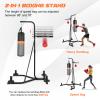 GYMAX Punching Bag with Stand Adult, Freestanding Boxing Machine with Height Adjustable Speed Ball & Sandbag, Filled Heavy Punching Bag for Adults, Kickboxing Bag for Training MMA Muay Thai (Black) view 2