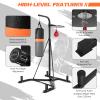 GYMAX Punching Bag with Stand Adult, Freestanding Boxing Machine with Height Adjustable Speed Ball & Sandbag, Filled Heavy Punching Bag for Adults, Kickboxing Bag for Training MMA Muay Thai (Black) view 3
