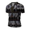 Mens Graphic T-Shirts Vintage Slim Fit V Neck T Shirt Short Sleeve Casual Half Button Fashion Street Pullover Sweatshirt Dark Blue view 2