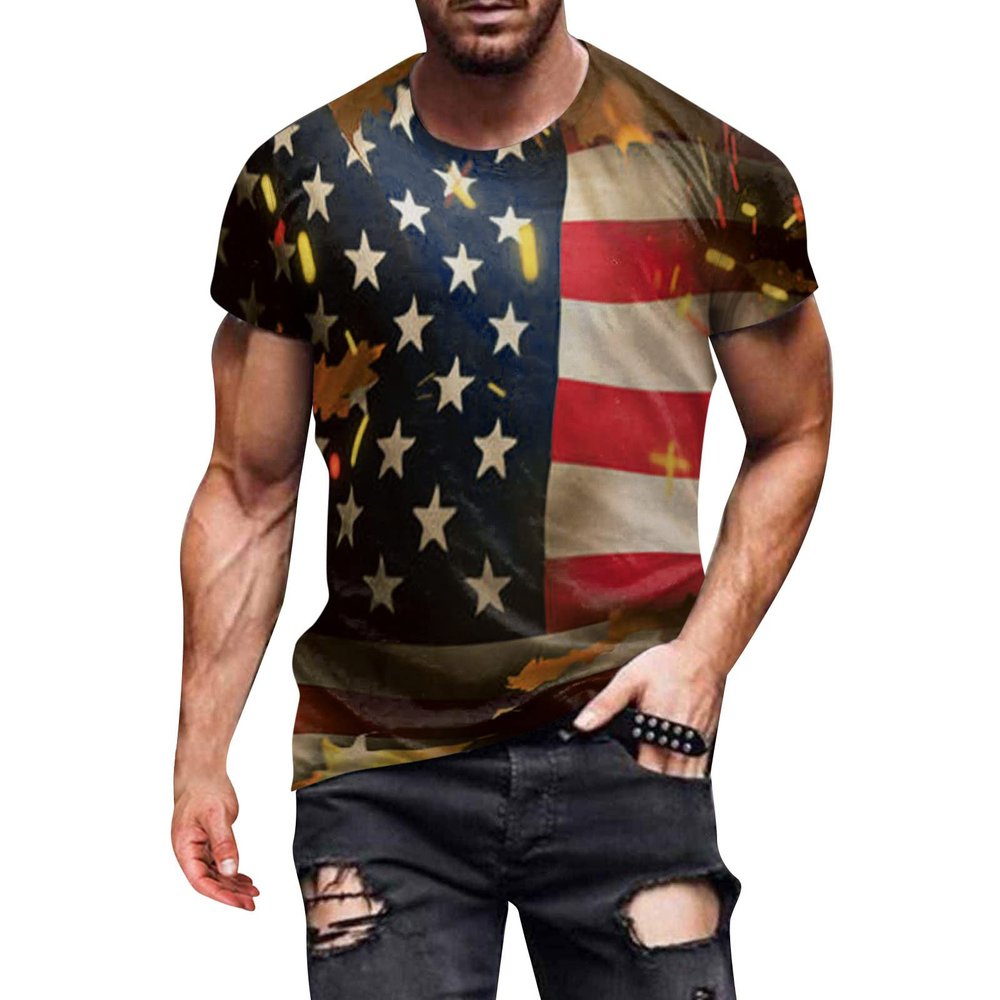 Mens Distressed Graphic T-Shirts Vintage Short Sleeve Muscle Sport Crewneck Sweatshirts Casual Slim Fit Fashionable Tees