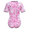 ABAFIP Women's Cute Print Romper Pajama Bodysuit Short Sleeve One Piece Teddy Leotard Top Nightwear Hot Pink Medium view 4