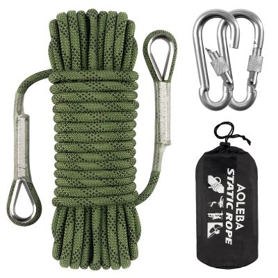 AOLEBA 10.5 mm Static Climbing Rope 10M(32ft) 20M(64ft) 30M(96ft) 50M(160ft) 70M(230ft) Outdoor Rock Climbing Ropes, Escape Rope Ice Climbing Equipment Fire Rescue Parachute Rope