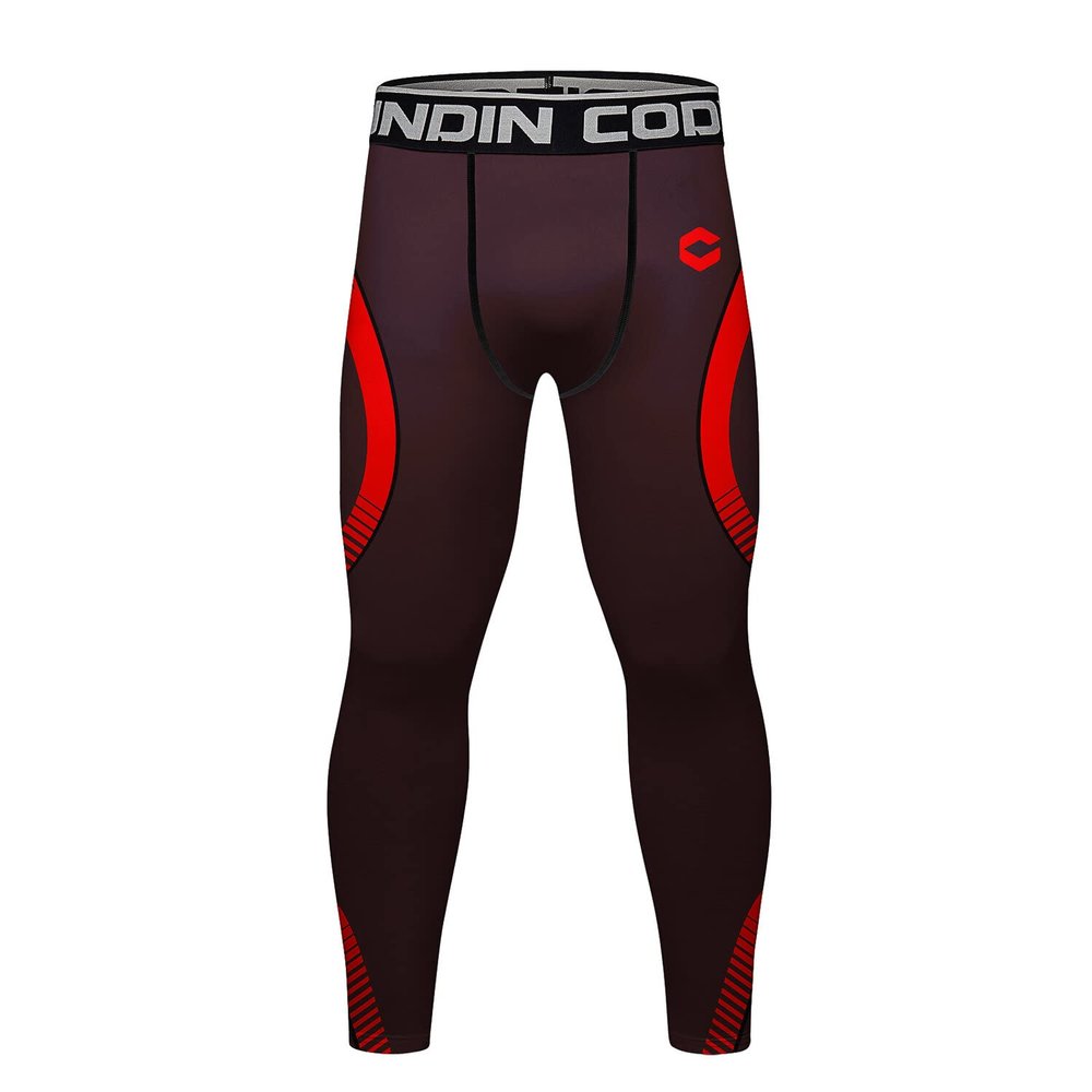 Red Plume Men's Sports Compression Pants Tights Baselayer Workout Cool Dry Long Running Leggings for Cycling Yoga Basketball (Style U, L)