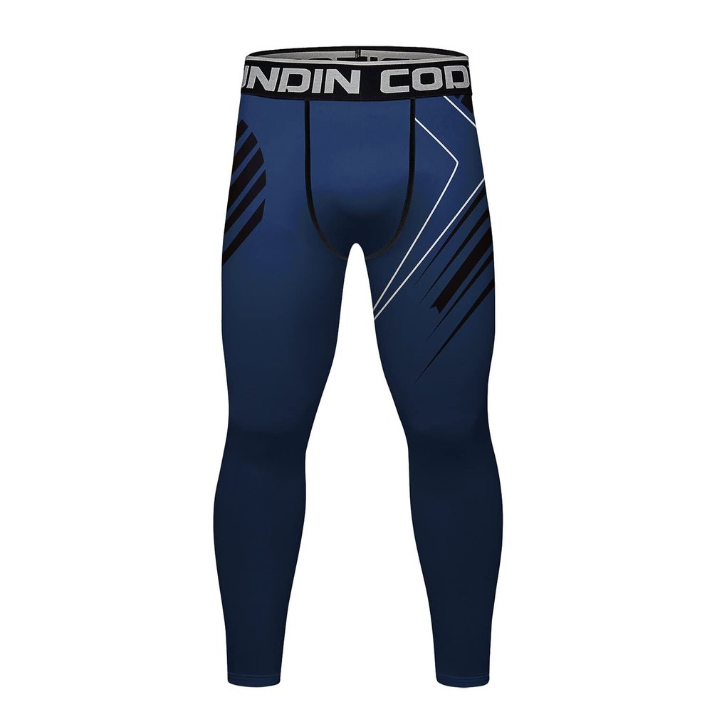 Red Plume Men's Sports Compression Pants Tights Baselayer Workout Cool Dry Long Running Leggings for Cycling Yoga Basketball (Style N, L)